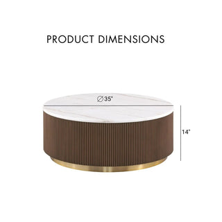 3 Piece Table Set Round Cocktail Table And 2 Round End Tables - Brown / Gold / White