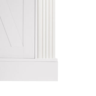Barn Door Storage Cabinet With 2 Drawers & Door Rack, Adjustable Shelves
