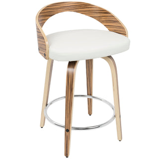 Grotto - Contemporary Fixed Height Counter Stool & Swivel With Round Footrest (Set of 2)