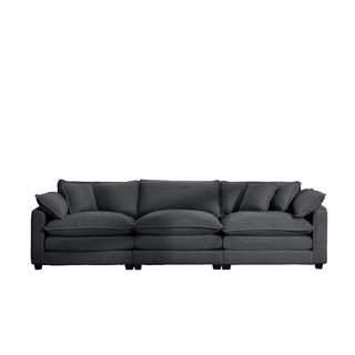 Mid-Century Modern 3 Seater Sectional Sofa With Arm And Throw Pillows