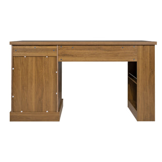 Modern Fluted Office Desk With Storage Cabinet