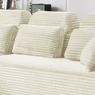 Sectional Sleeper Sofa & Storage Pockets, Modular Couch With Throw Pillows For Living Room