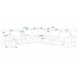 Upholstered Large Arms Sectional With Recliner Seats