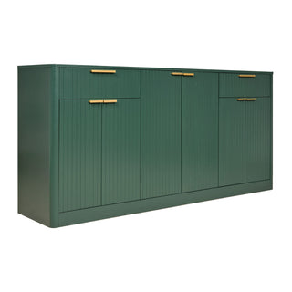 Large Fluted Buffet Sideboard, Wine Bar Storage Cabinet With 6 Doors & 2 Drawers