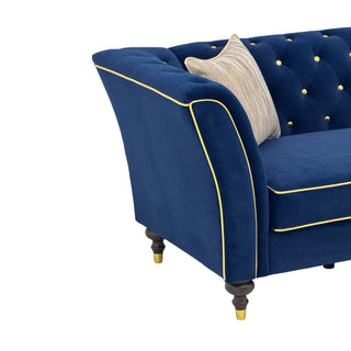 3 Person Sofa With Deep Seat, Tufted Backrest