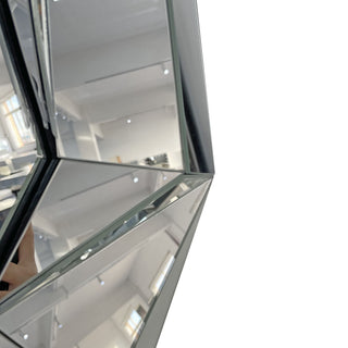 Diamond Shaped Wall Mirror With Beveled Edge Frameless Design - Silver