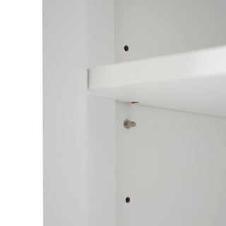 Freestanding Tall Bathroom Cabinet With Adjustable Shelves, Drawers, Soft Close Glass Doors