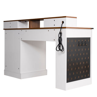 Office Desk With Storage Cabinet, Charging Station, Monitor Stand & Pegboard