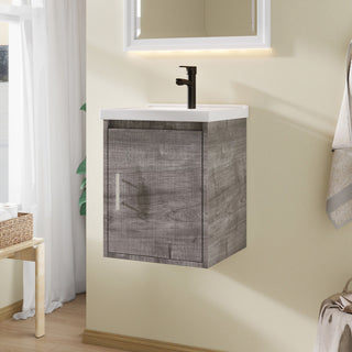 Floating Bathroom Vanity Combo, Wall Mounted Cabinet With Sink & Soft Close Doors For Small Bathrooms