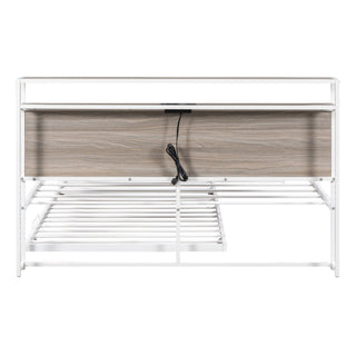 Platform Bed Frame With Trundle, USB Ports And Slat Support, No Box Spring Needed