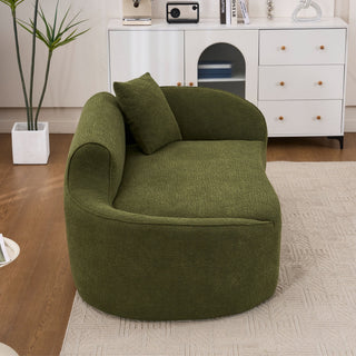 Compression Curved Chaise Longue Chair Indoor Loveseat Sofa Bed With Deep Seat And Pillow - Green