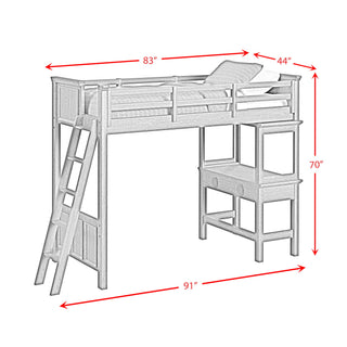 Hampton Kids - Loft Bed With Ladder And Desk With Speaker