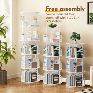 Rotating Bookshelf Tower 5 Tier Spinning 360 Degree Revolving Storage Shelf