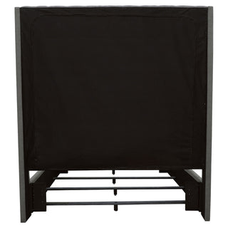 California King Upholstered Panel Bed With Tufted Headboard - Gray