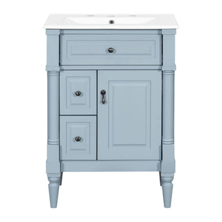 Freestanding Bathroom Vanity With Sink, Adjustable Shelf & Flip Drawer
