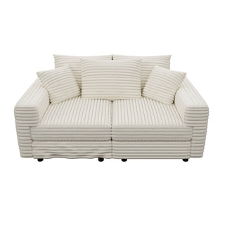 Deep Seat Convertible Sofa With Soft Pillows And Ottomans