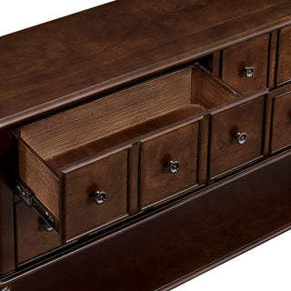 Console Table, Entryway Sofa Table With 4 Storage Drawers And Open Shelf - Espresso