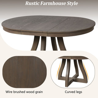 Round Extendable Dining Tabl, Middle Leaf, Curved Legs