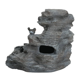 Concrete Rock Waterfall Fountain With LED Lights, Outdoor Garden Decor
