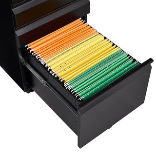 Contemporary 3 Drawer Mobile Filing Cabinet With Lock, Metal Office Storage For Legal / Letter Size