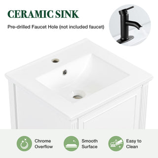 Freestanding Bathroom Vanity With Sink, Soft Closing Door, Drawer Storage - White