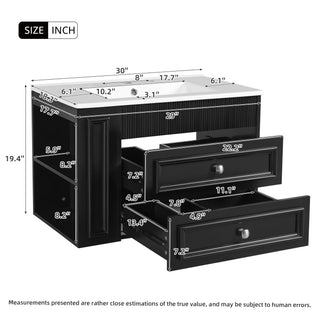 Wall Mounted Bathroom Vanity With 2 Drawers, Sink, Floating Storage Unit