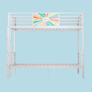 Bunk Bed, Convertible To 2 Separate Twin Size Beds & Full Length Guardrail & Ladder, No Box Spring Needed - White