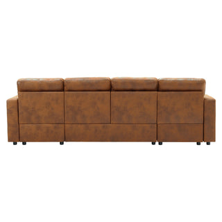 Convertible Sectional Sofa With Storage Chaise, Cup Holders And Pull Out Sleeper
