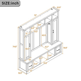 Hall Tree With Storage Bench, Entryway Coat Rack With Hooks