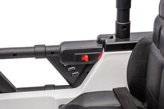 12V7A 30W*2 Four-Wheel Drive Seat One Button Start, Forward And Backward, High And Low Speed, Music, Front Light, Power Display, Two Doors Can Open, 2.4G R / C, Seat Belt Four Wheel Absorber