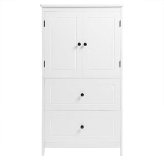 Bathroom Storage Cabinet With 2 Doors And Drawers, Adjustable Shelf