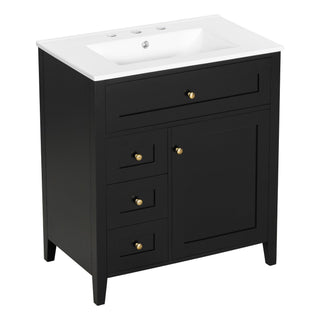 Modern Bathroom Vanity With Sink, 3 Drawers And Adjustable Shelf