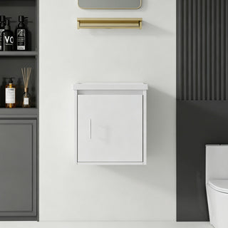 20" Floating Bathroom Vanity Combo With Wall Cabinet, Ceramic Sink & Soft Close Doors - White