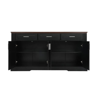Fluted Sideboard Buffet Cabinet With 4 Doors And 3 Drawers