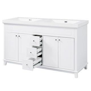 Bathroom Vanity With Double Sinks, 3 Drawers & 4 Doors - White