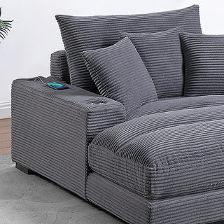 Upholstered Chaise Lounge With Cup Holders USB Port And Pillows