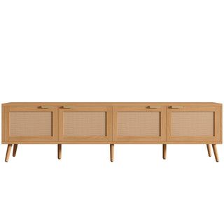 TV Stand With Storage & Cable Holes - Natural Wood