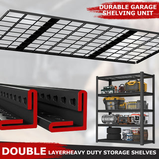 Garage Storage Rack, 5 Layer Adjustable Shelving Unit For Warehouse - Black