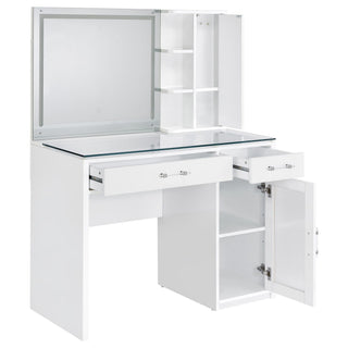 Kerr - 2 Drawer Makeup Vanity Table With Mirror And Stool