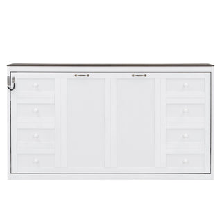 Murphy Bed With LED Light, Foldable Wall Bed Cabinet