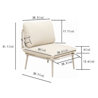 Modular Patio Armless Sofa Chair With Thick Cushion - Off White