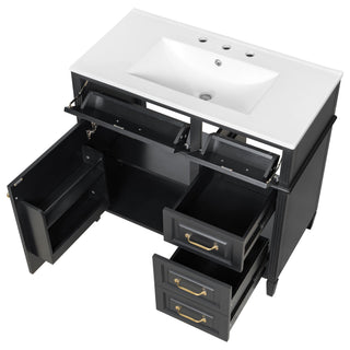 Modern Bathroom Vanity With Sink Top, Flip Drawer Design
