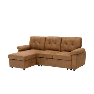 Convertible L - Sectional Sofa Bed With Storage Chaise And Padded Armrests