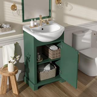 20" Bathroom Vanity With Bulged Sink, Freestanding Single Vanity Set, Soft Close Door
