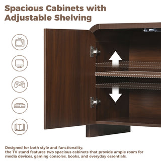 Curved Edge TV Stand With Large Cabinets