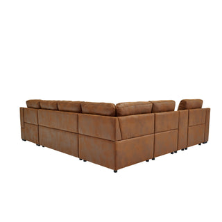 U - Shape Sectional Pull Out Bed With Console, Storage, And USB Charging