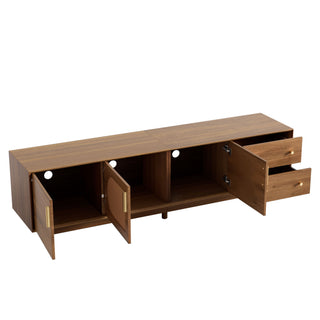 70" TV Stand With Beveled Edge Design - Brown