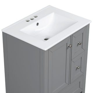 Modern Bathroom Vanity With Sink, Freestanding Cabinet With Drawers And Shelves