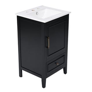 Modern Bathroom Vanity With Sink, Cabinet Storage, Drawer & Adjustable Feet