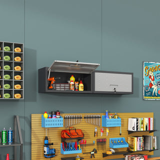 Heavy Duty Metal Wall Mounted Tool Storage Cabinet Steel Metal Garage Storage Cabinet - Black / Gray